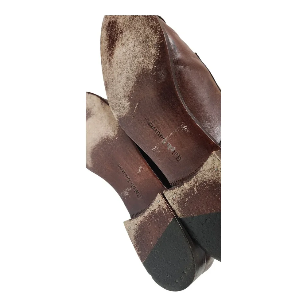 Ralph‎ Lauren Kids Brown Leather Cap Toe Oxford Dress Shoes Made in Italy 7B